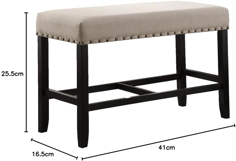 Biony Fabric Counter Height Dining Bench with Nailhead Trim