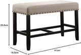 Biony Fabric Counter Height Dining Bench with Nailhead Trim