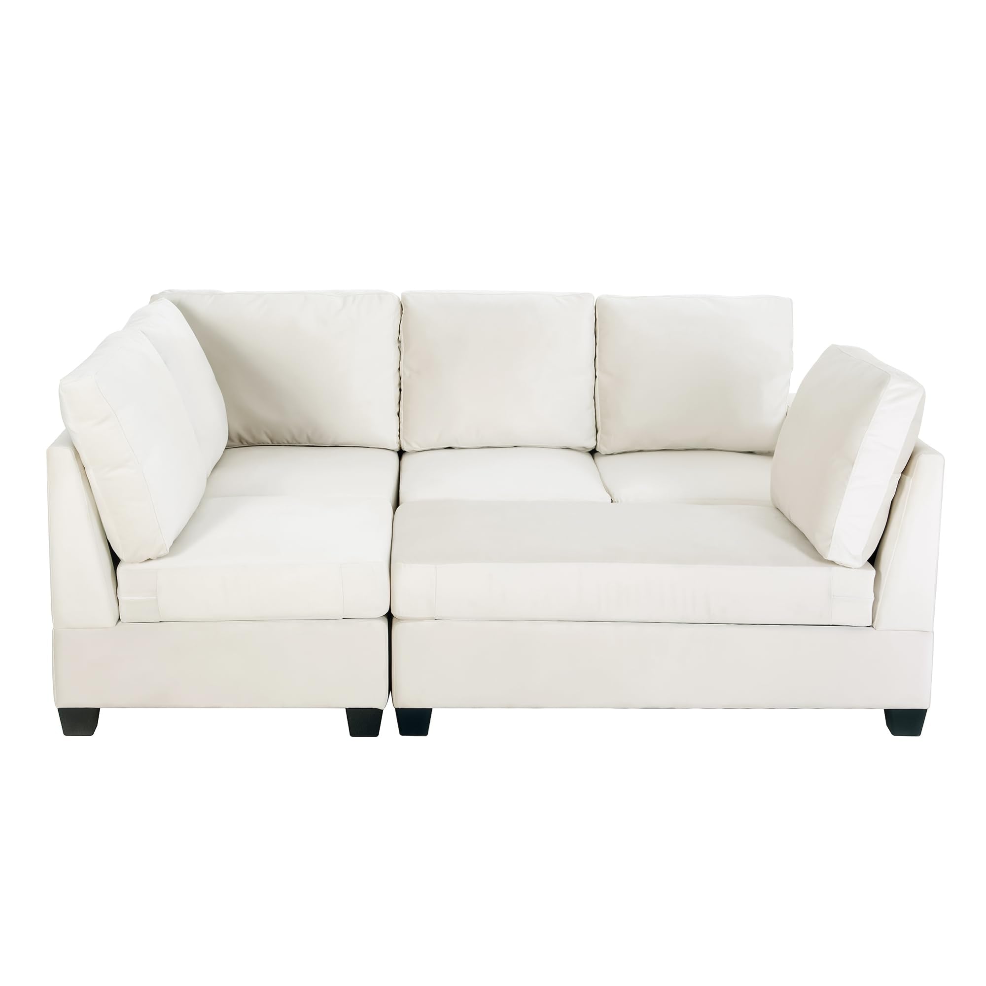 L-Shape Sectional Sofa Set, Modern 6-seat Velvet Fabric Couch
