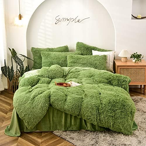 Plush Shaggy Duvet Cover Set Queen Luxury Fluffy Faux Fur Comforter Cover Set Ultra