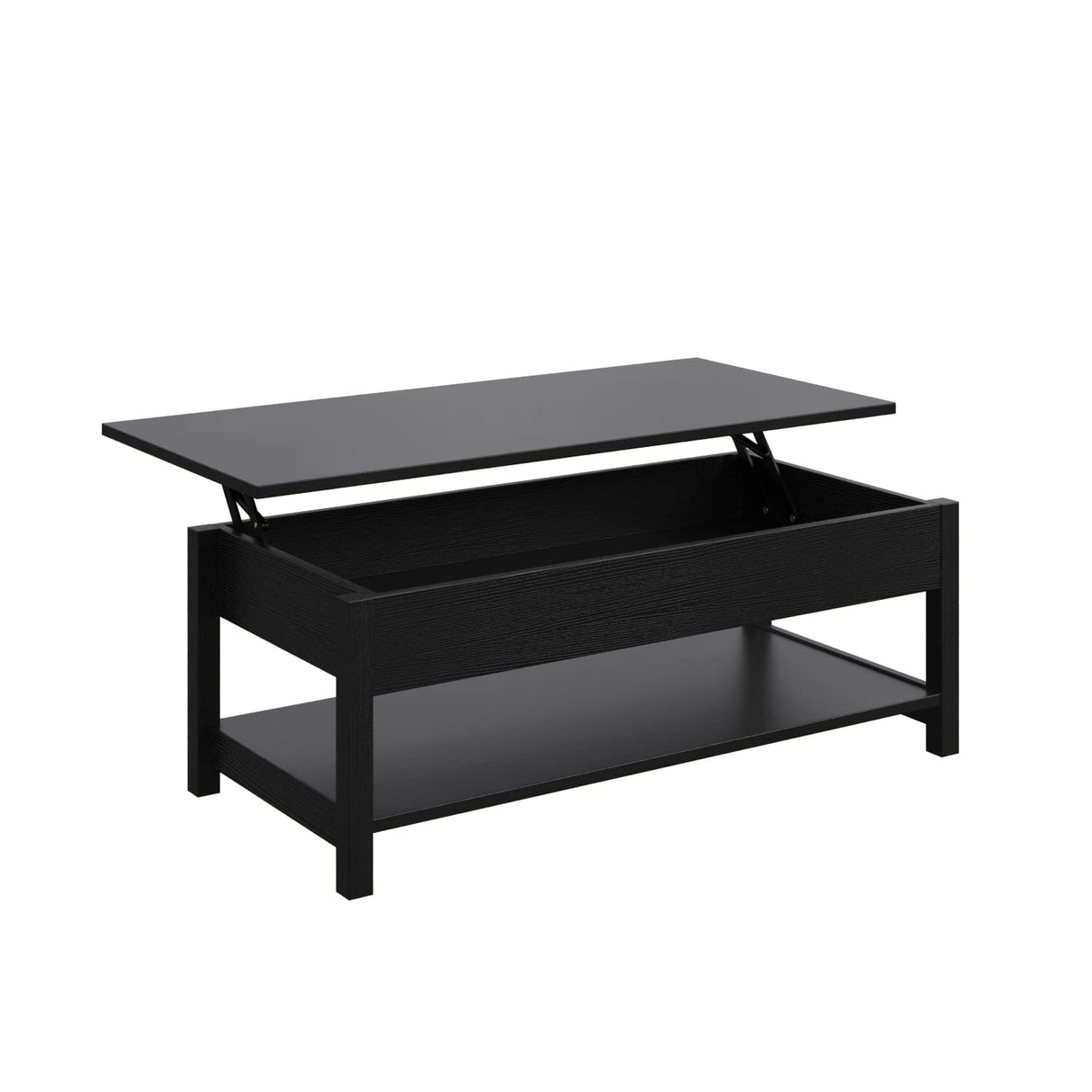 Lift Top Coffee Table with Hidden Compartment & Open Storage Shelf