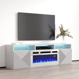 Giza WH-EF Floating Fireplace TV Stand for TVs up to 70", Modern High Gloss