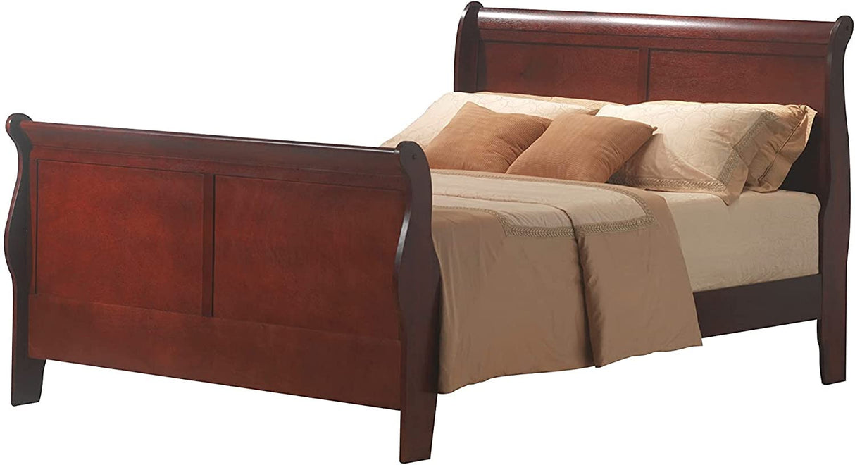 6PC Cherry Finish Louis Philippe Furniture Queen Size Bedroom Set. Bed, Dresser,