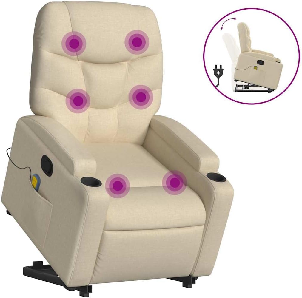 Fabric Power Lift Recliner Chair with 6-Point Vibration Massage - Stand up Assistance Wingback Armchair for Living Room