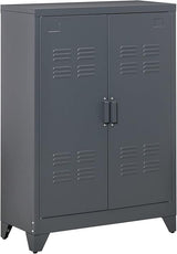 Industrial Storage Cabinet, Steel Garage Cabinet with Double Doors and Adjustable Shelves