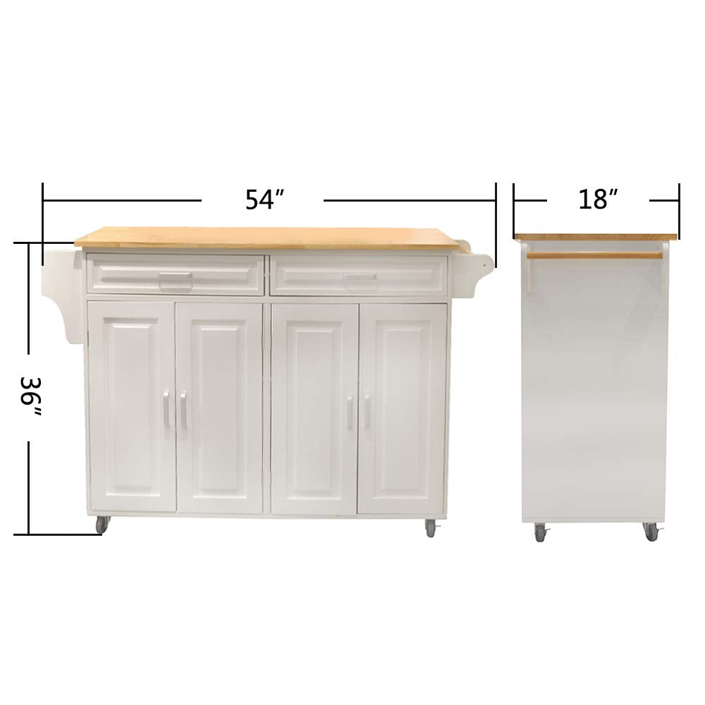 Large Kitchen Island with Storage, Kitchen Cart on Wheels with 2 Large Drawers