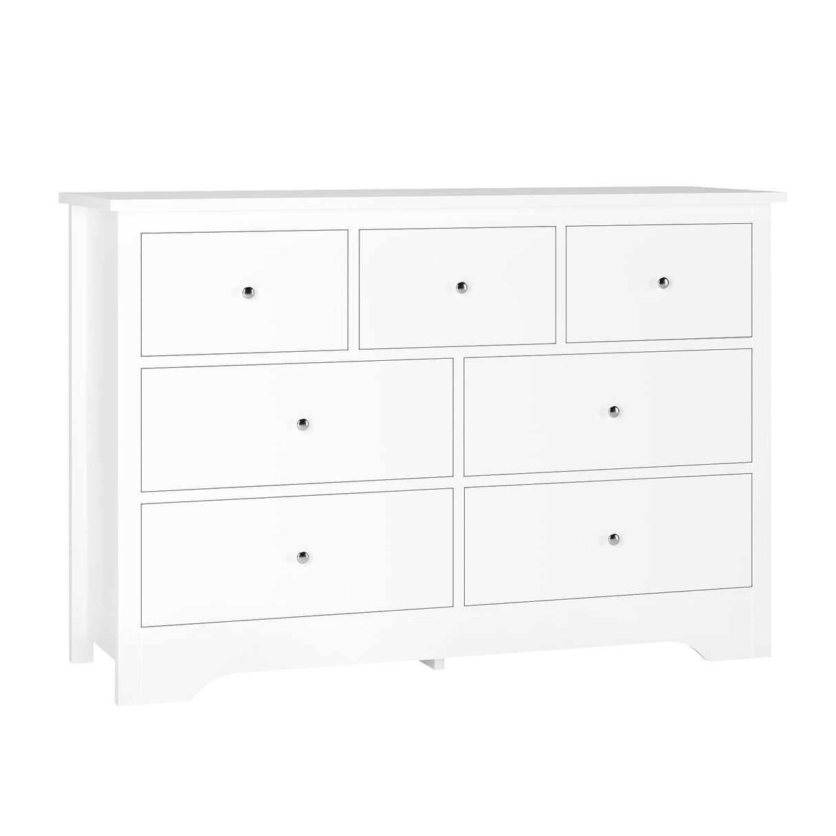 White Dresser 7 Drawer Dresser, 47.2'' White Chest of Drawers Modern Dresser