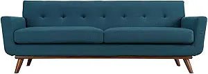 Engage Mid-Century Modern Upholstered Fabric Loveseat in Azure