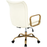 Modern Upholstered Mid-Back Office Chair with Wheels