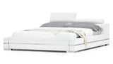 Hera Genuine White Leather Platform Bed with Adjustable Headrests - King