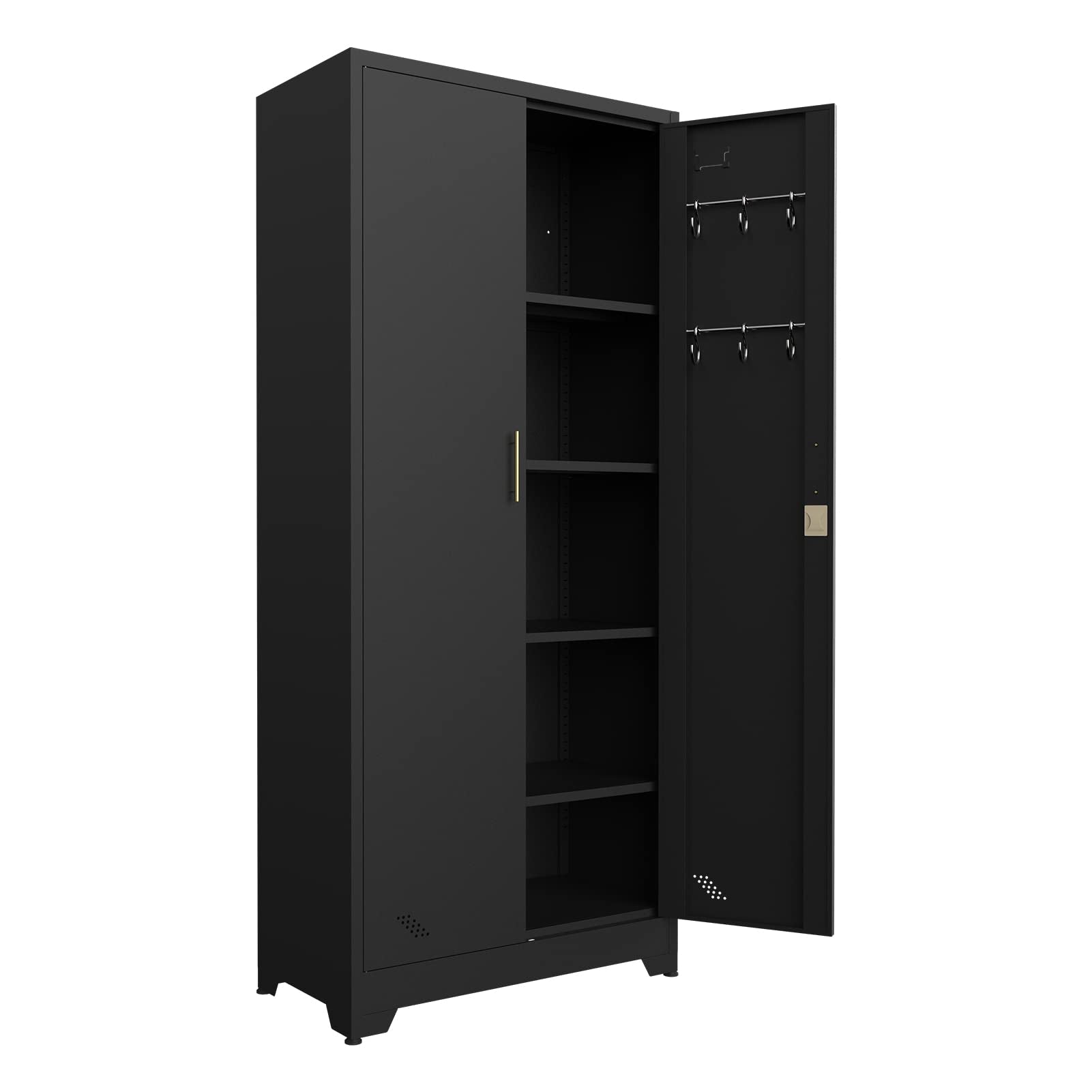Storage Cabinet with Locking Doors and 4 Shelves Tall Lockable Cabinet with Keys Steel
