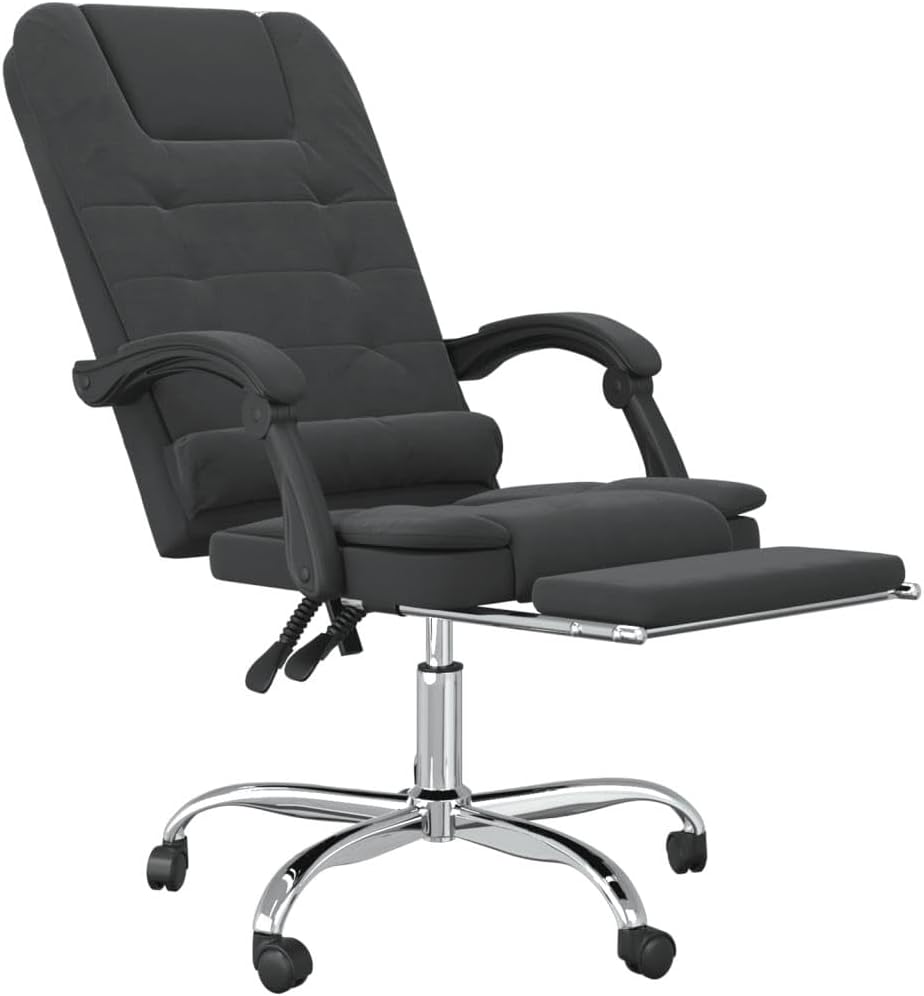 Massage Reclining Office Chair Black Velvet] - Ergonomic Reclining Massage Chair