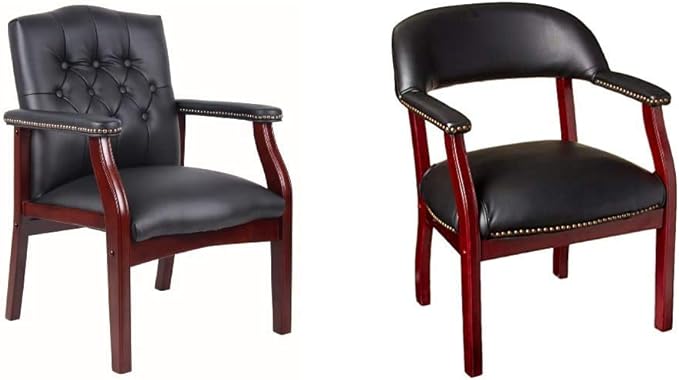 Ivy League Executive Guest Chair, Vinyl, Black