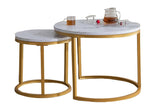 Modern Nesting Coffee Table,Golden Metal Frame with Marble Color top-23.6"