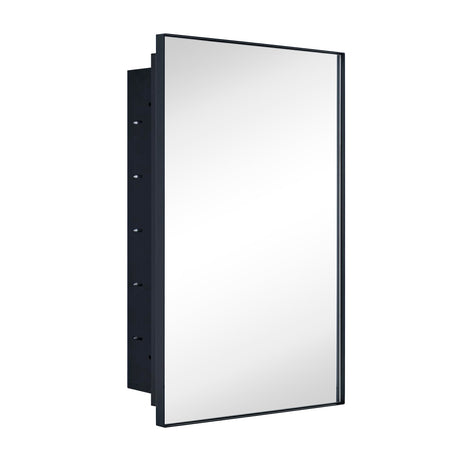 Recessed Mount 16x26'' Squared Rectangle Matt Black Bathroom Medicine Cabinet