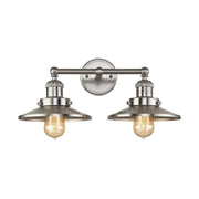 Elk Home English Pub Vanity Light - 2-Light in Satin Nickel Finish, with Satin Nickel Metal Shade, Transitional Style