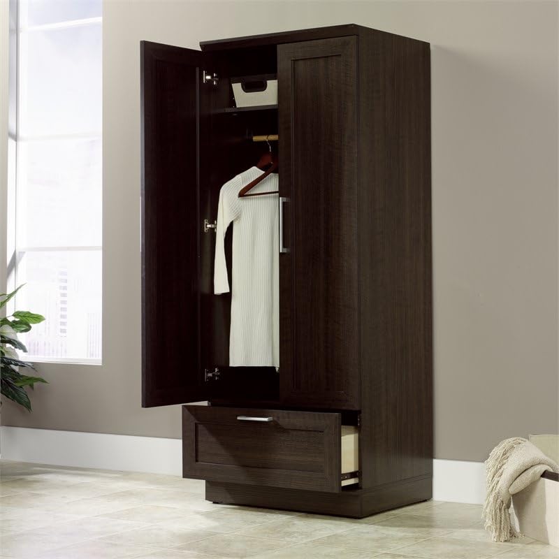 Wardrobe Armoire, Storage Cabinet with 1-Drawer and Garment Rod in Dakota