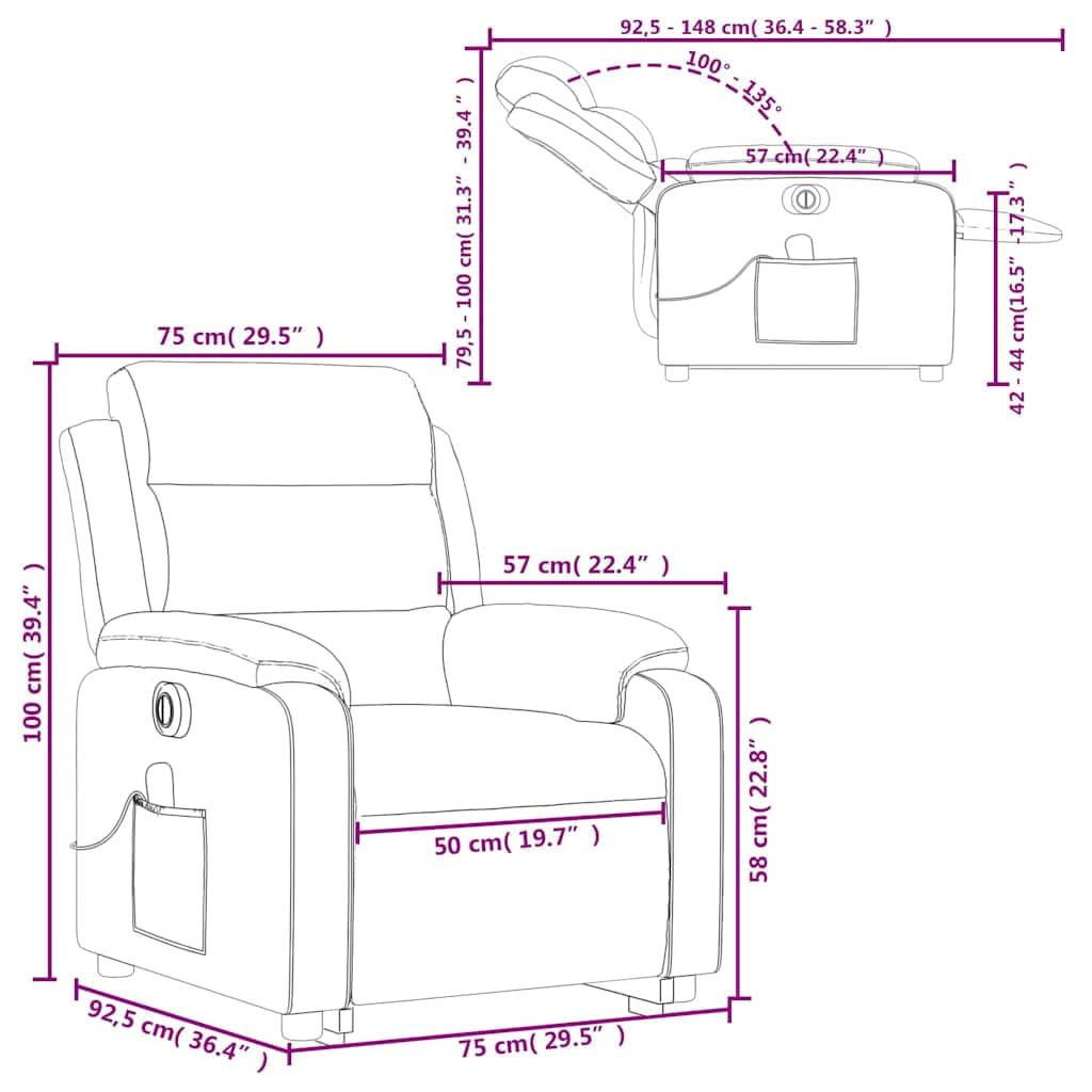 Stand-Up Massage Recliner Chair - Lift & Tilt, Vibration Massage, Plush Velvet Comfort,