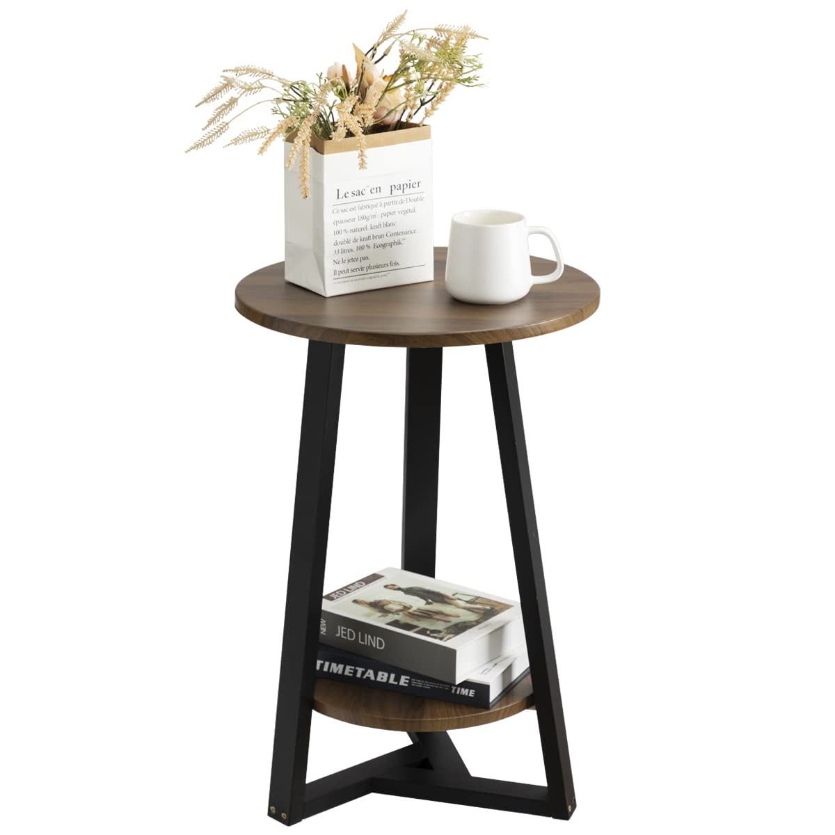 Small Side Table, Small End Table for Living Room, Bedroom, Balcony & Small Spaces