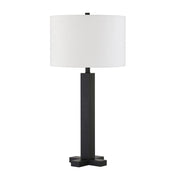 27.25" Tall Table Lamp with Fabric Shade in Blackened Bronze/White