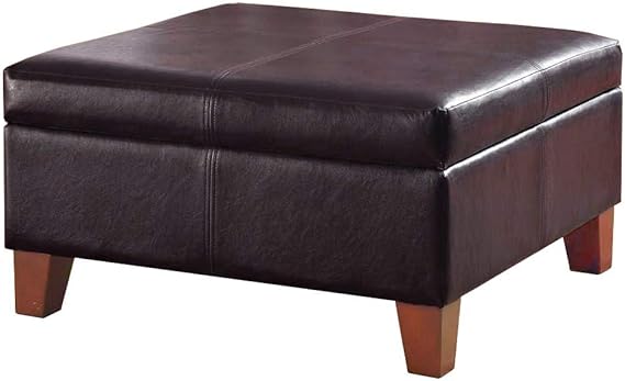 Home Decor |K2380-E903| Luxury Large Faux Leather Square Storage Ottoman