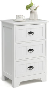 Nightstand with 3 Drawers, Set of 2 Bedside Table with Exquisite Metal Handles