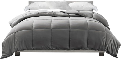 Home Collection Premium Luxury Down Fiber Comforter, Full/Queen, Gray (Model