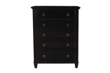 New Classic Furniture Tamarack Solid Wood 5-Drawer Chest, Black