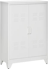 Industrial Storage Cabinet, Steel Garage Cabinet with Double Doors and Adjustable Shelves