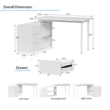 L Shaped Computer Desk, 47 Inch Home Office Desk with File Drawers & Storage Shelves