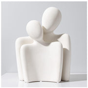Hugging Couple Statues Ceramic Lover Figurine Characters Coffee Table Decor (White)