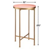 Small Round Metal End Table, Accent Indoor&Outdoor Coffee Side Table