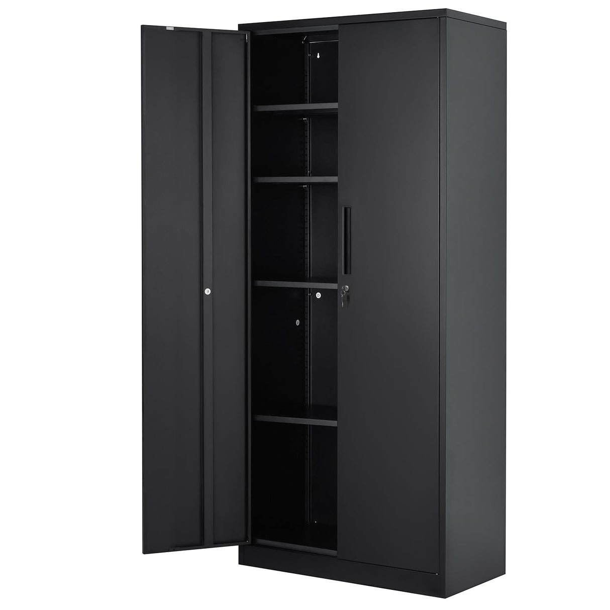 Metal Storage Cabinet, Steel Locking Storage Cabinet with 2 Magnetic Doors and 4