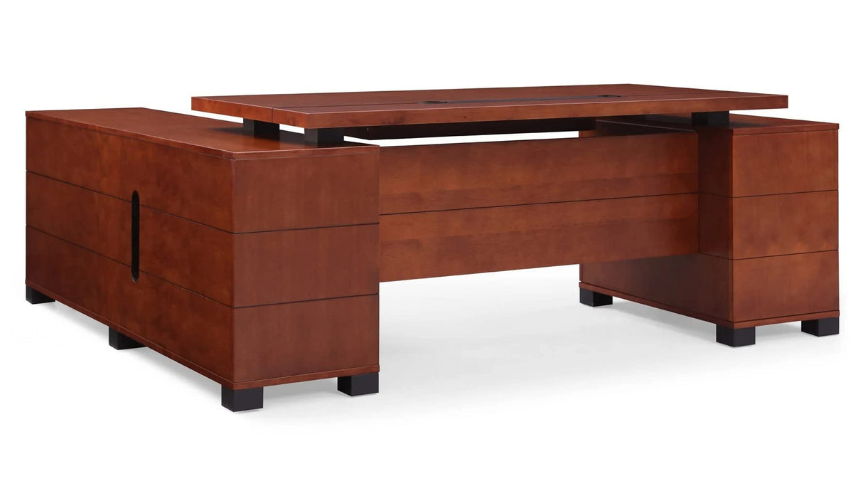 Furniture Modern 79" Ford Executive Desk with Right Return and Filing Cabinets - Light Wood
