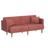 Futon Sofa Bed, Upholstered Comfy Velvet Futon Couch, Sleeper Sofa, Loveseat