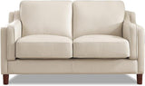 Bella Top Grain Leather Sofa Couch, 84", Vanilla White - Feather Down,