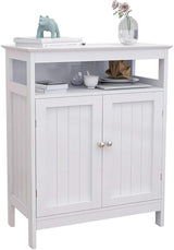 Bathroom Floor Cabinet White Freestanding Storage Organizer Cabinet