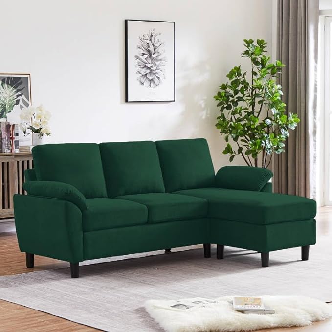 79" Convertible Sectional Sofa, Small L Shaped 3 Seat Couch