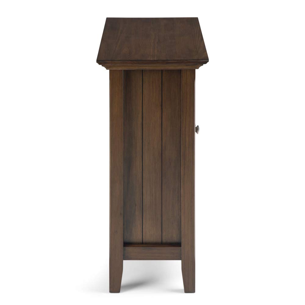 SIMPLIHOME Bedford SOLID WOOD 32 inch Wide Transitional Low Storage Media Cabinet in Rustic Natural Aged Brown, with 2 Tempered Glass Doors, 2 Adjustable Shelves