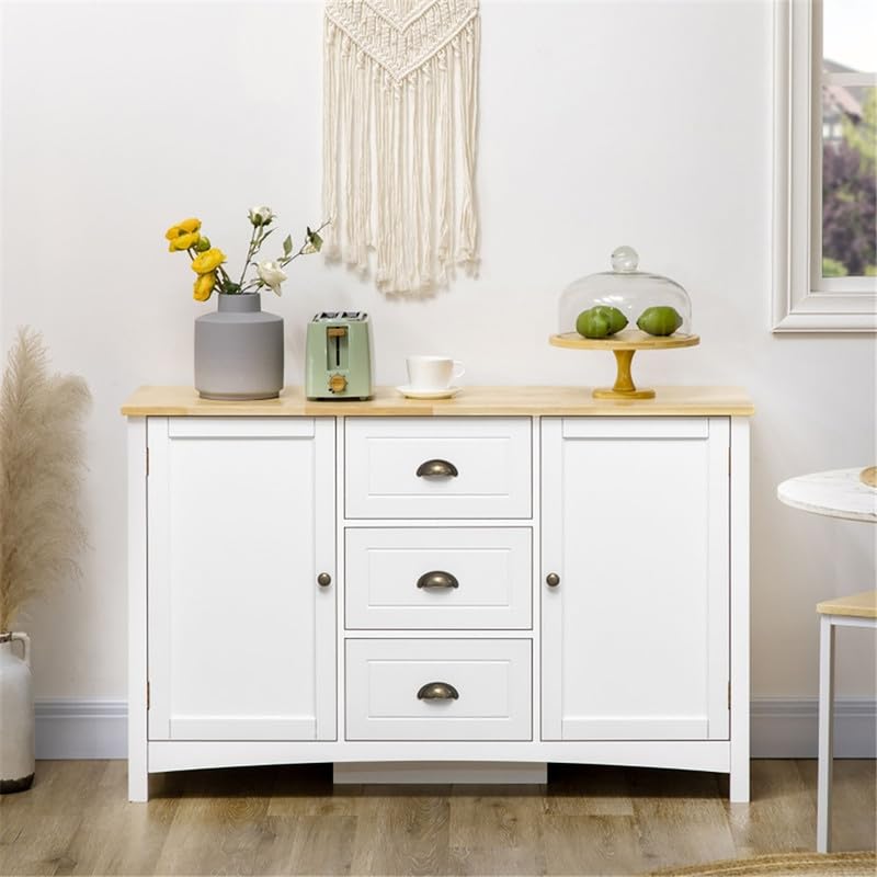 Sideboard Buffet Cabinet Coffee Bar Cabinet Kitchen Pantry Storage Cabinet with 3 Drawers and 2 Doors Freestanding