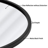 Black Round Wall Mirror, 24 Inch Rustic Matte Mirror for Bathroom, Entry, Dining Room,