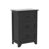 Nightstand with 3 Drawers, Set of 2 Bedside Table with Exquisite Metal Handles
