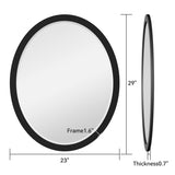 Oval Wall Mirror 23x29 Inch Matte Black Metal Frame