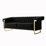 84" Velvet Couch Black Sofa Medieval Modern Luxury Sofa Comfortable Couches