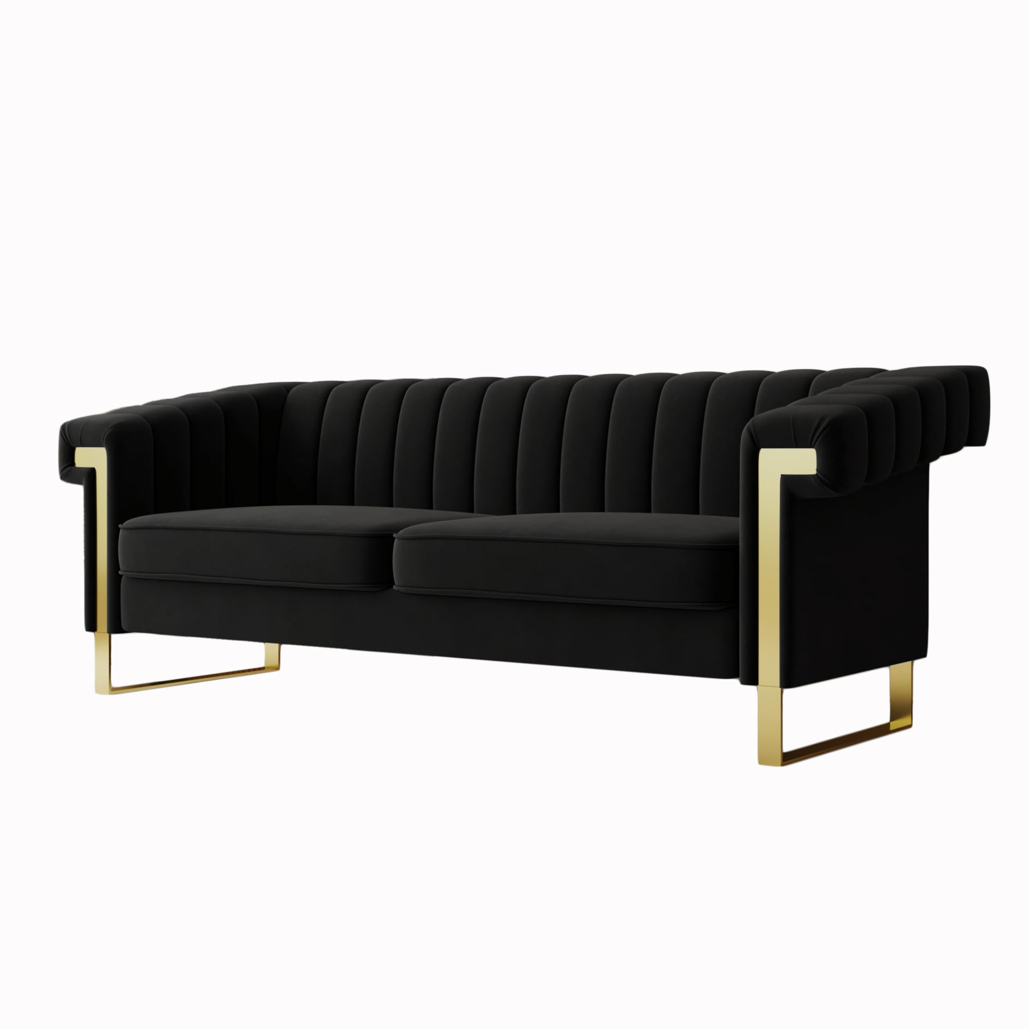 84" Velvet Couch Black Sofa Medieval Modern Luxury Sofa Comfortable Couches