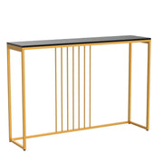 Sintered Stone Entryway Console Table: Black Marble Tabletop Long Table