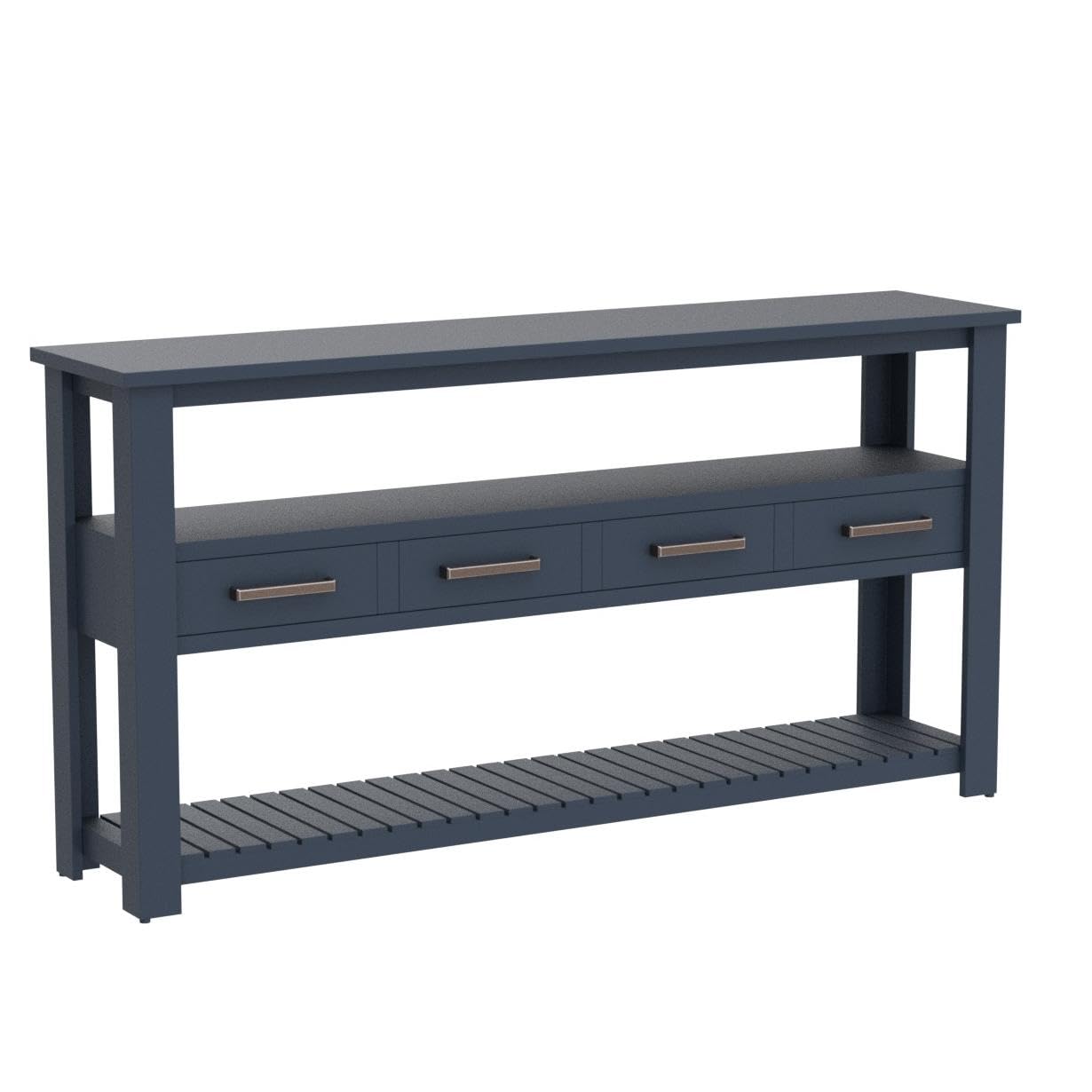 62.2" Farmhouse Long Console Table, Entryway Table with 4 Drawers and 2 Shelves