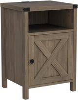 Nightstand Set of 2 with Charging Station,Industrial Bedside Table with Storage Living Room