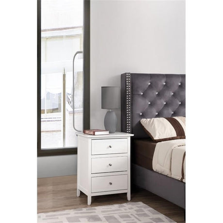 Daniel 3 Drawer Nightstand in White