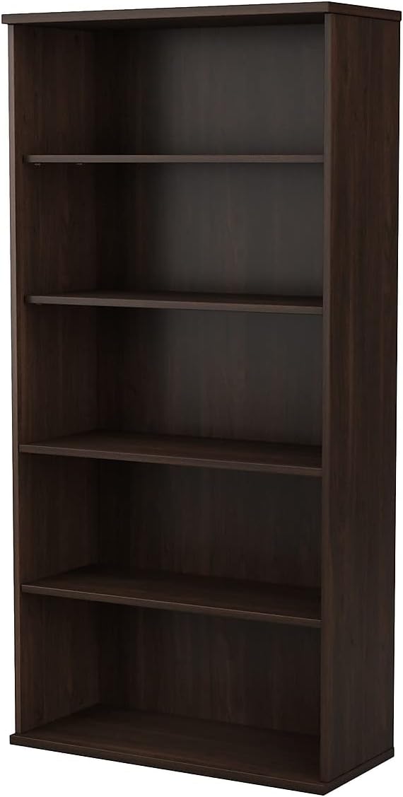 Studio C Tall 5 Shelf Bookcase in White, Large Bookshelf for Home or Professional